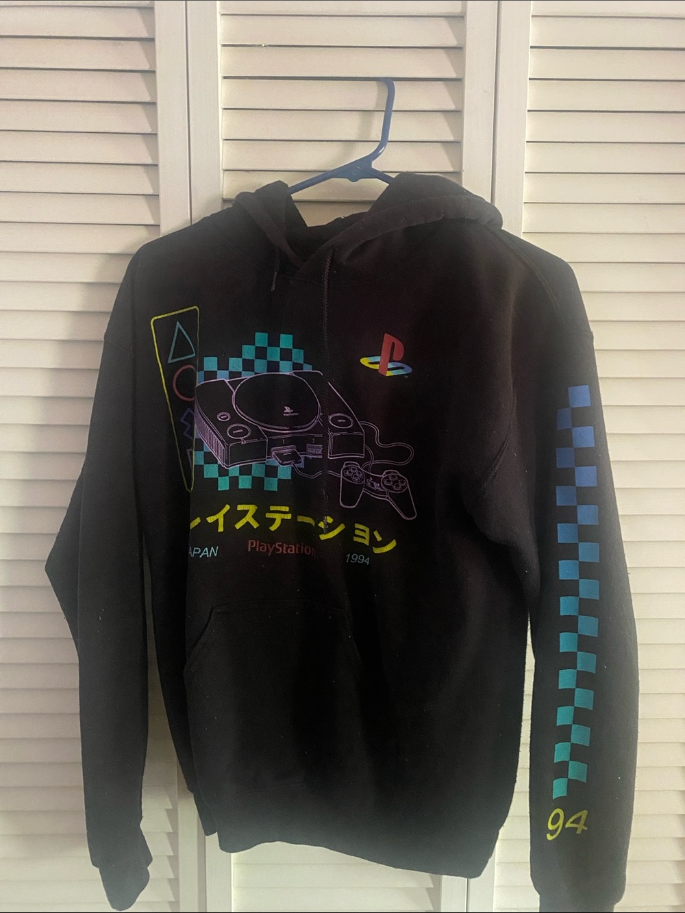 Sony Black Hoodie with Multicolor Retro PlayStation Graphic